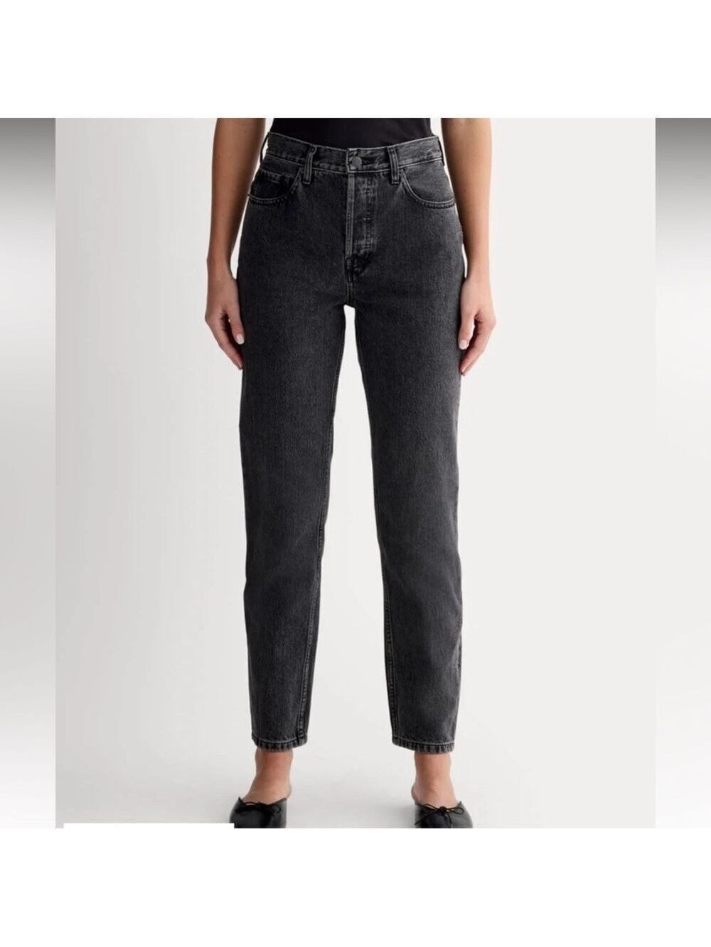 Everlane 90s Cheeky Jean Size 25 Ankle Black Organic Cotton Straight Leg Denim